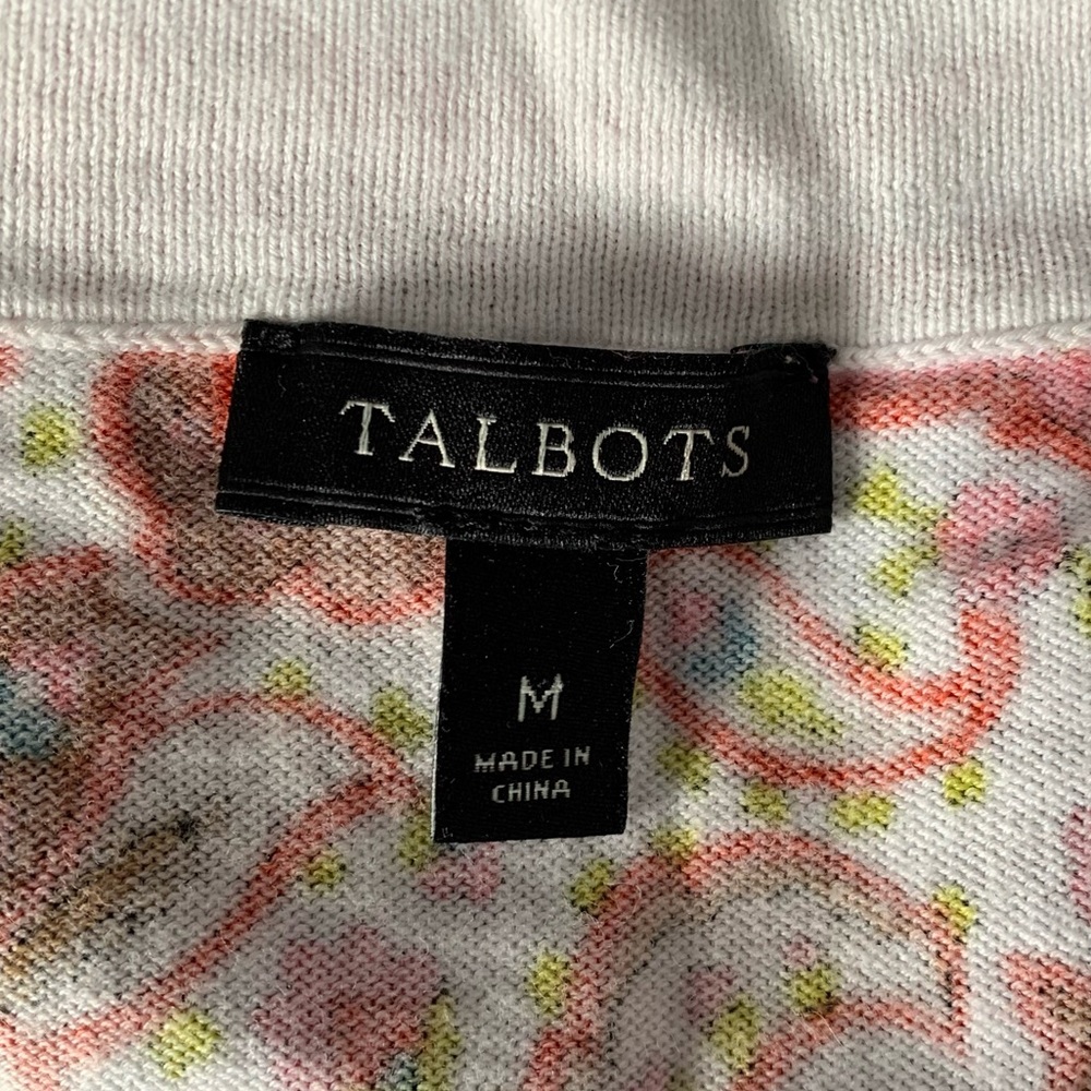 Talbots Paisley Print Quarter Sleeves Buttoned Cardigan - Picture 3 of 4